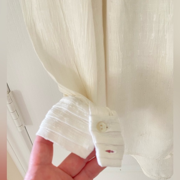 Free People Lacey White button down long sleeve Top Size XS NEW - Picture 6 of 6